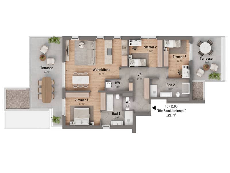 Wohnung mit großer Terrasse und Tiefgarage