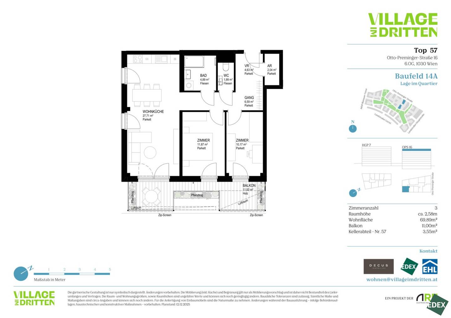 Apartment directly at Bert Brecht Park commission free