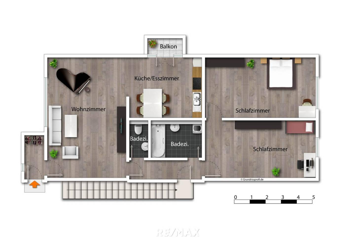 Dachgeschosswohnung mit Dachterrasse und Bergblick