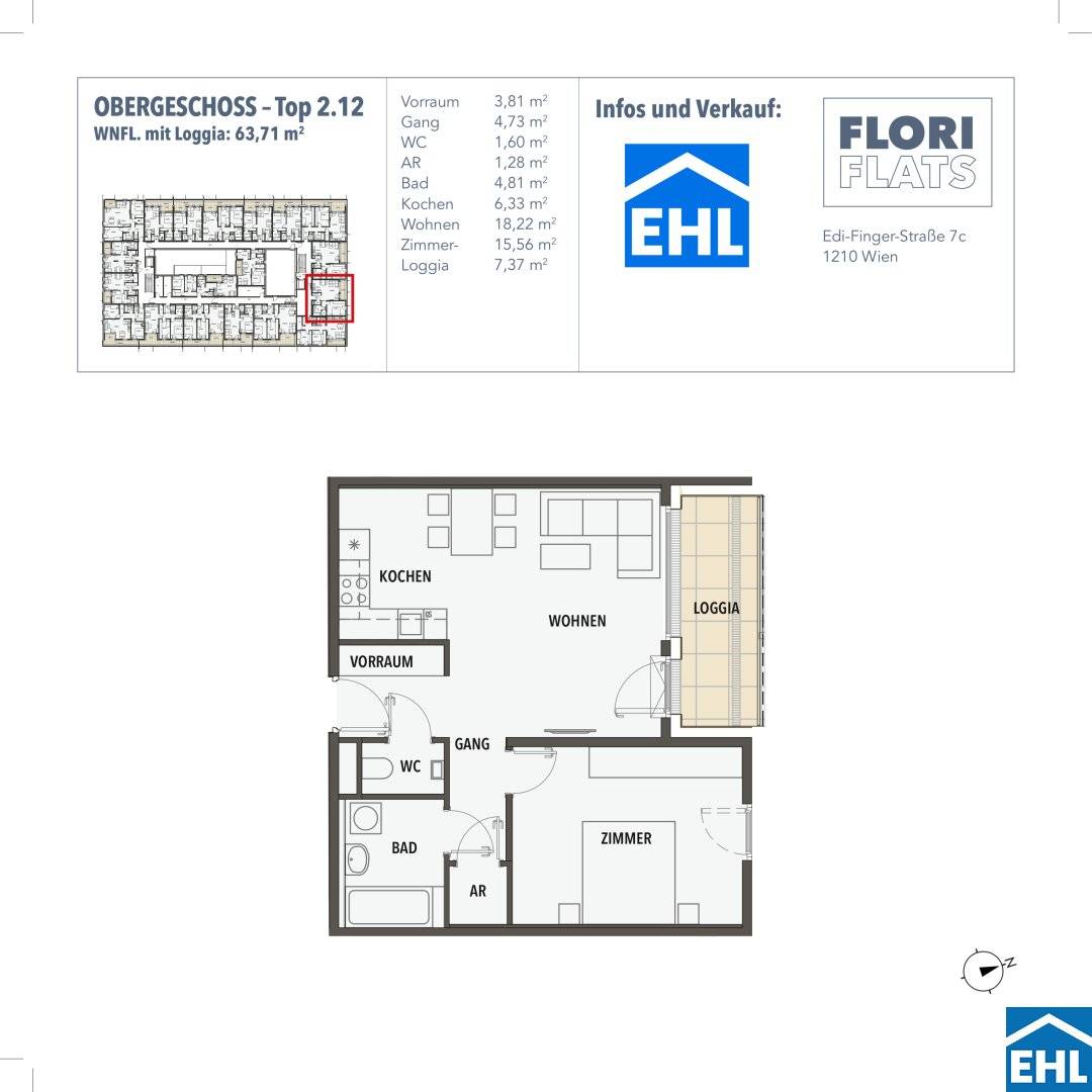 First occupancy new build apartment with loggia
