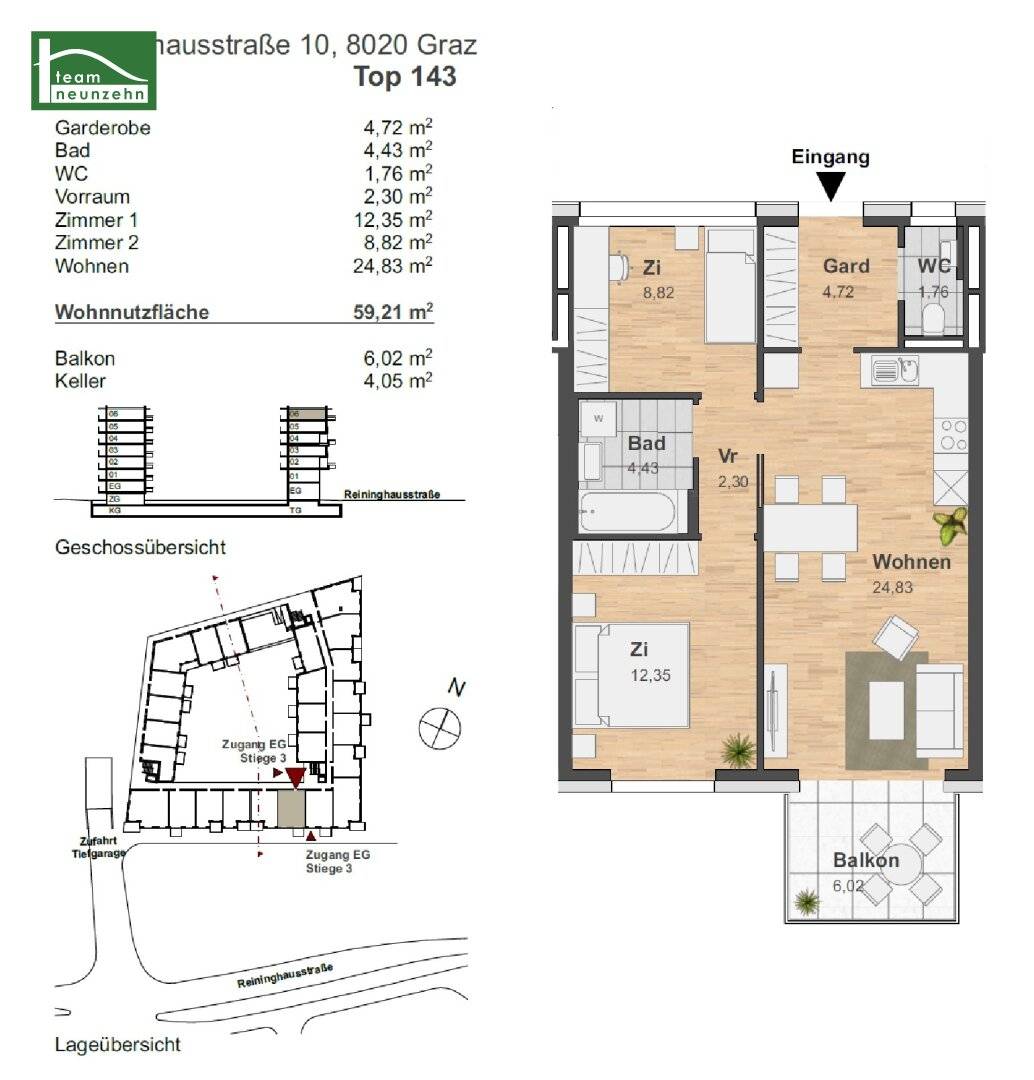 Modern apartment new build with balcony and underfloor heating
