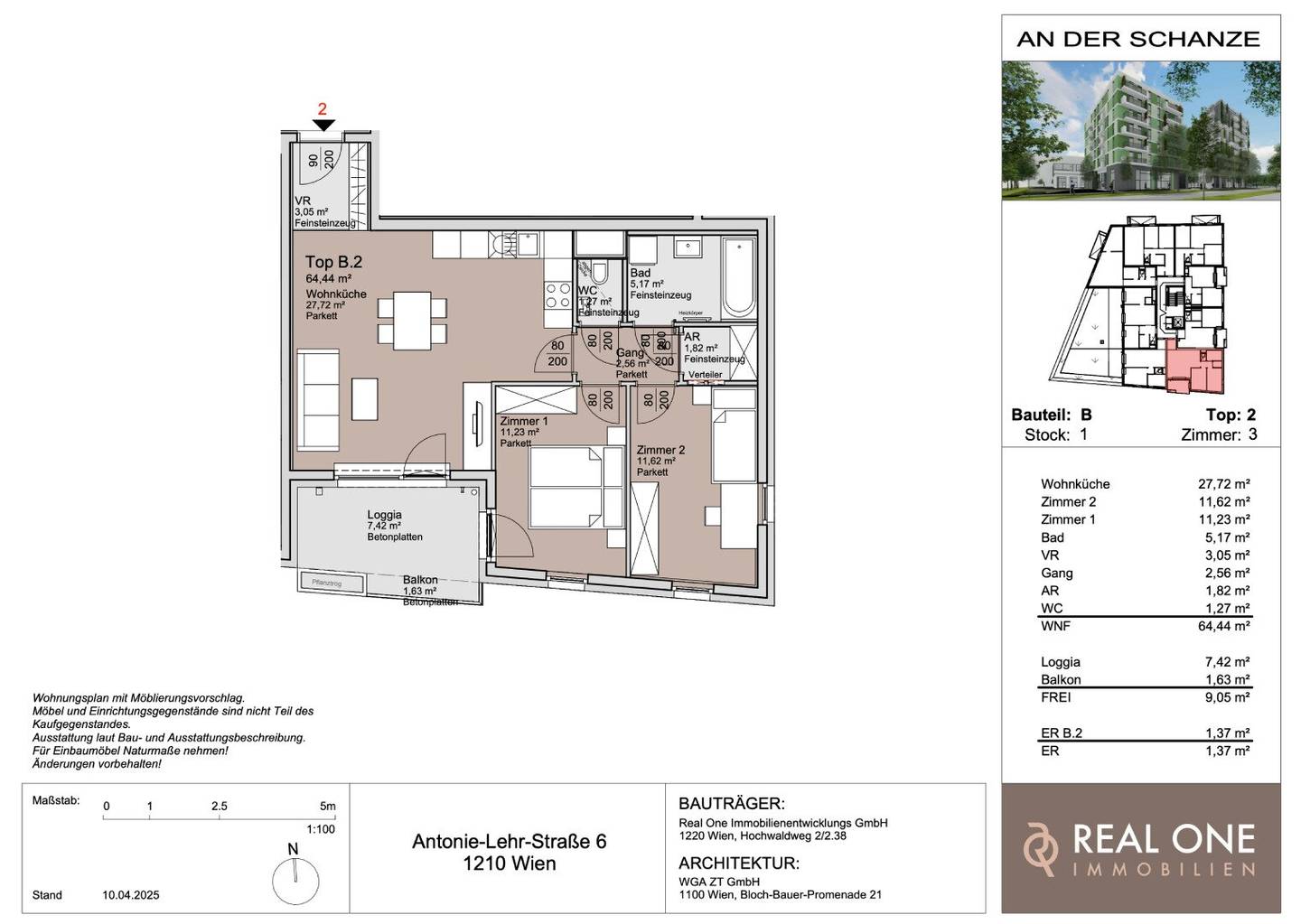 Apartment by Old Danube new build Lift Loggia
