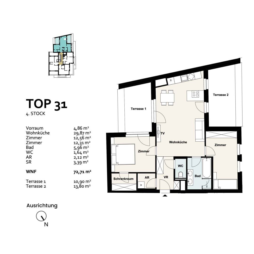 Wohnung Neubau Erstbezug mit zwei Terrassen