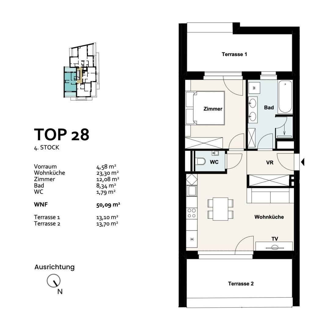 Erstbezug Wohnung mit zwei Terrassen ruhiger Lage