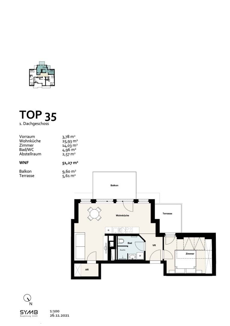 Dachgeschosswohnung mit Balkon und Terrasse