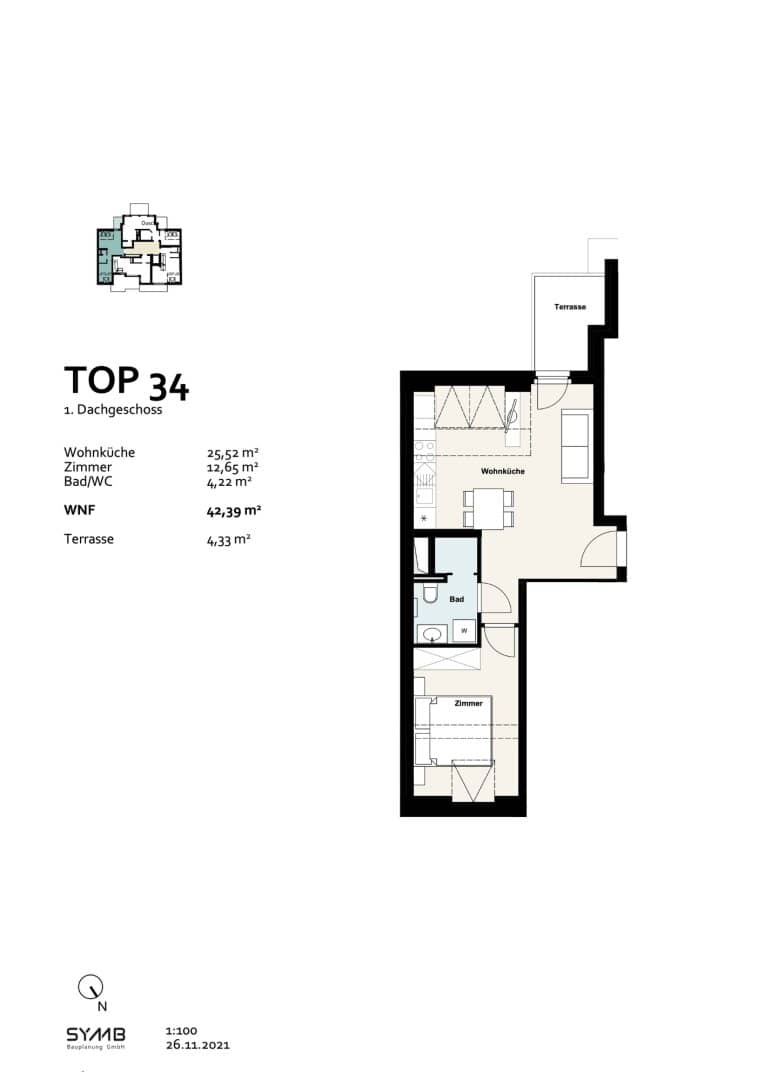 Vermietete Dachgeschoss-Anlegerwohnung mit Westterrasse | 1100 Wien