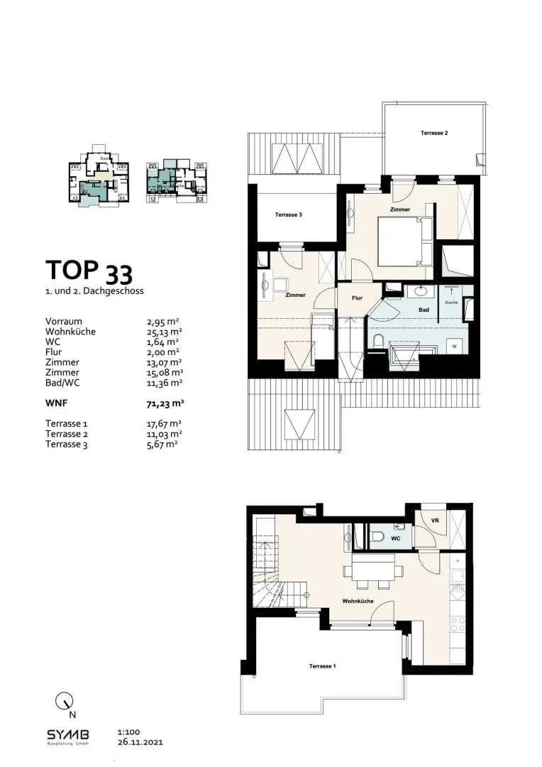 Attic apartment rented with terraces
