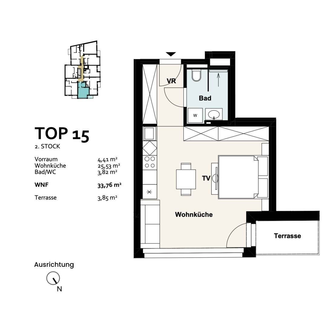 New build apartment with terrace and district heating in Vienna Floridsdorf