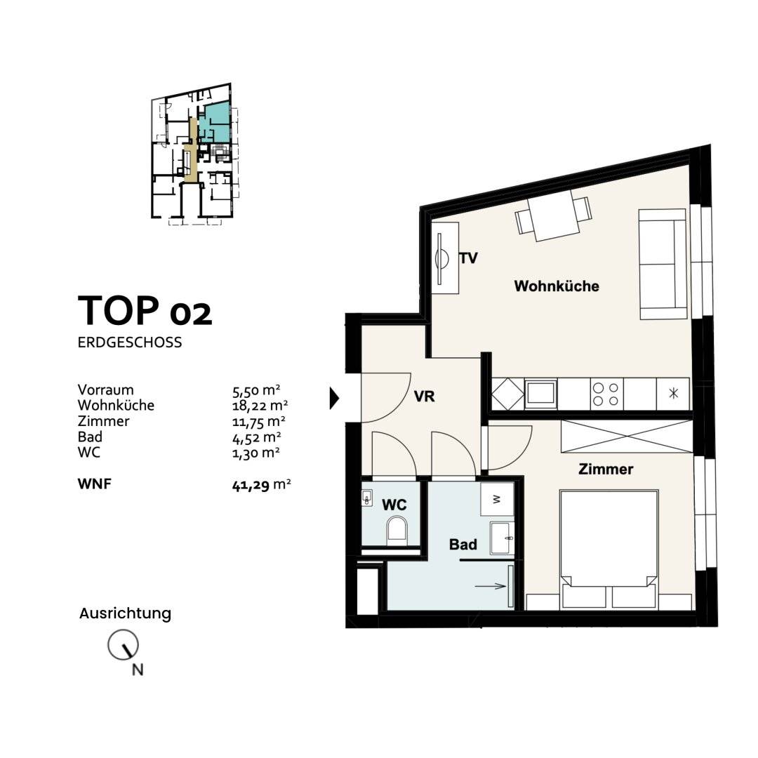 Wohnung Neubau mit offener Wohnküche und Aufzug