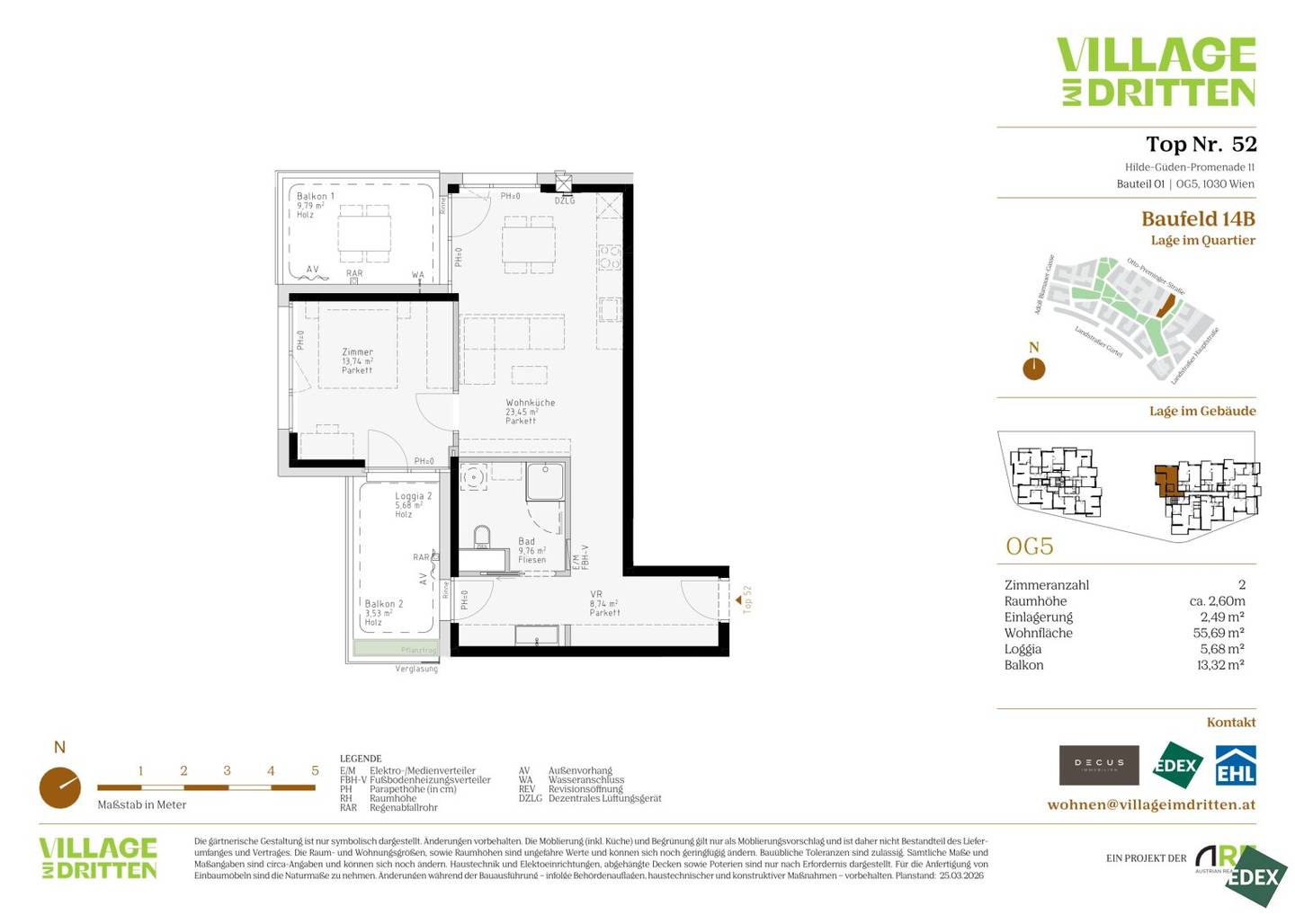 New build apartment with balcony and loggia in Village im Dritten