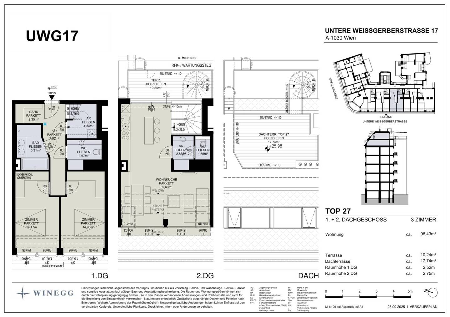Erstbezug: 3-Zimmer-Wwohnung mit Terrasse am Donaukanal, Wien 3.
