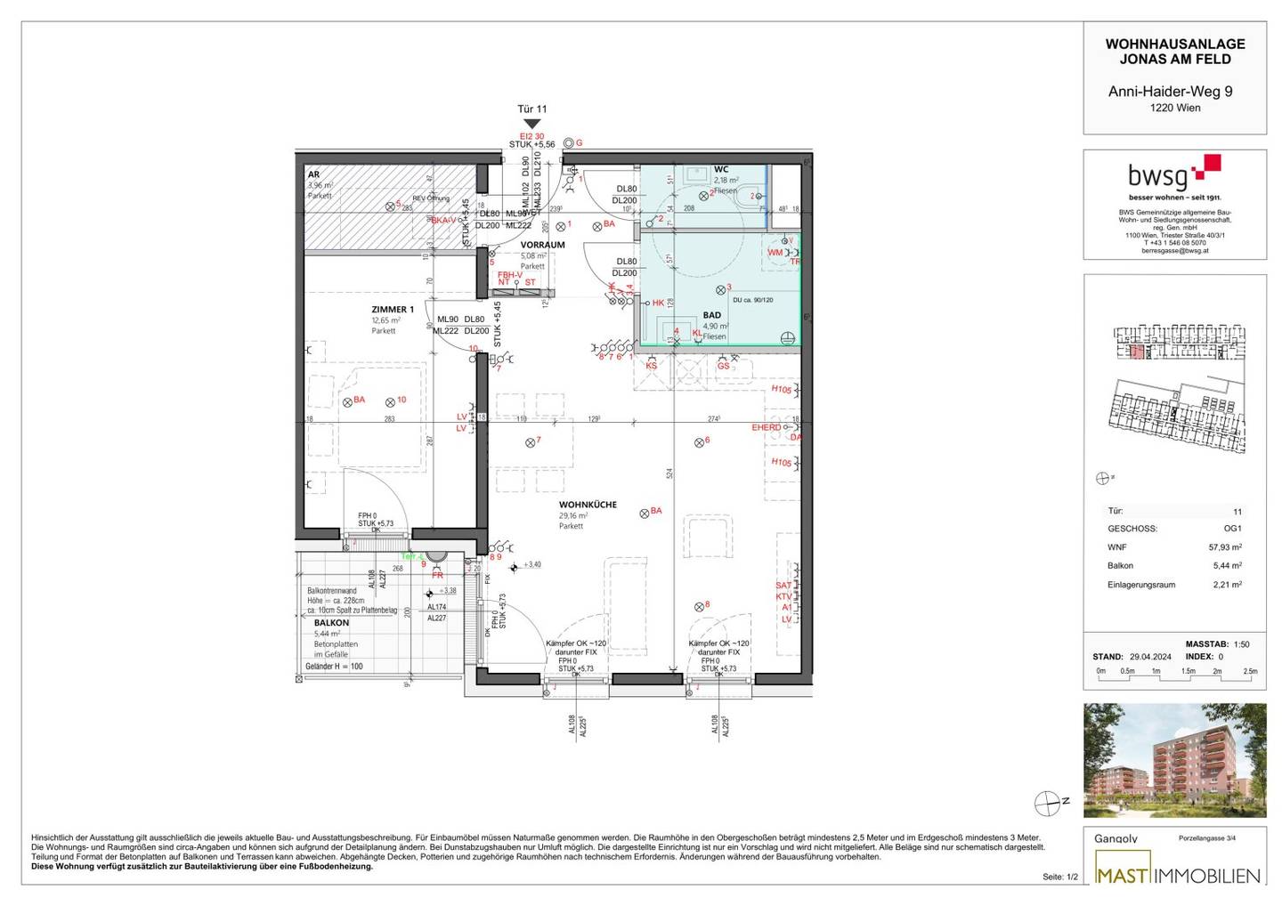 Wohnung first occupancy balcony commission free