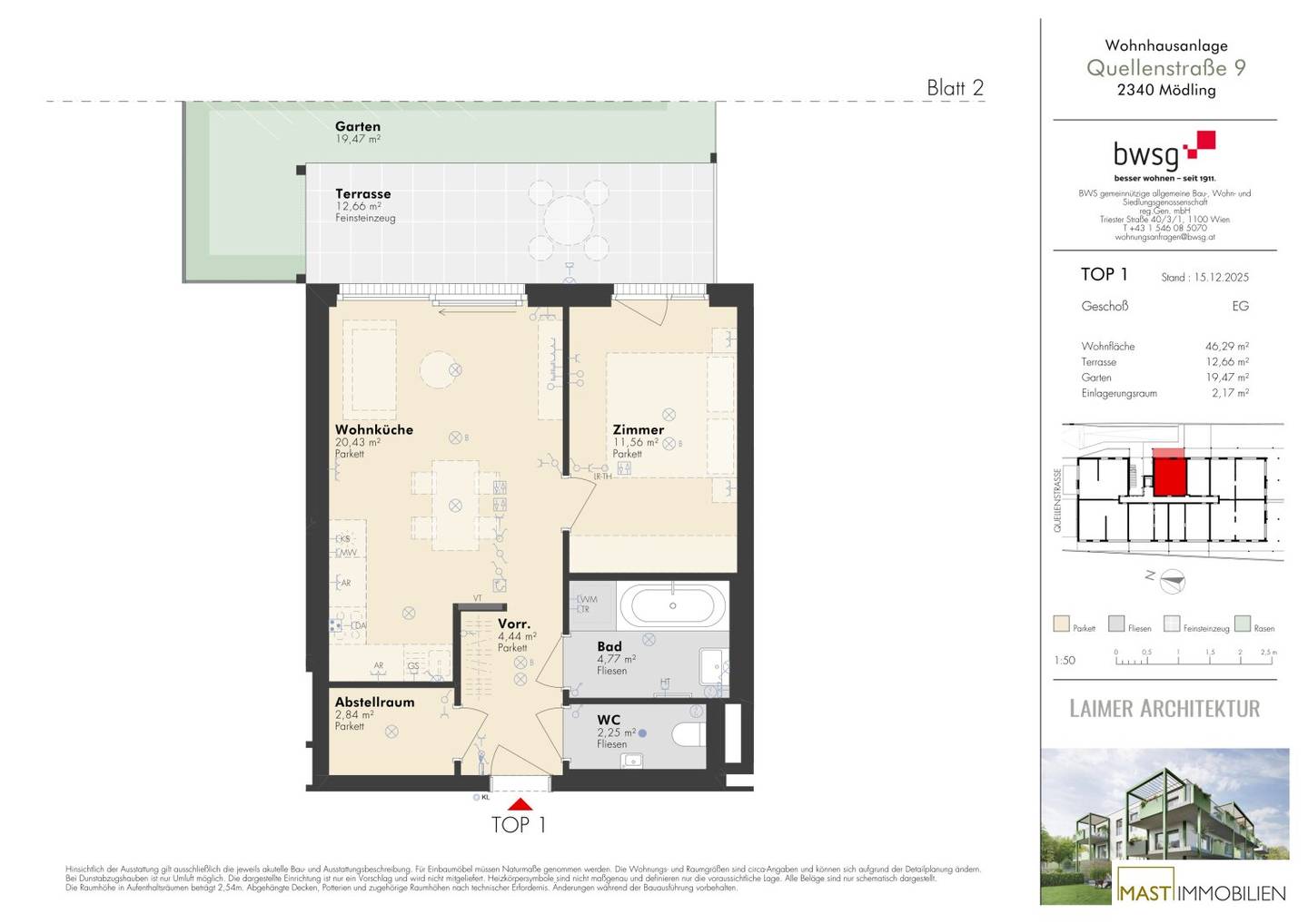 Newly built apartment with garden