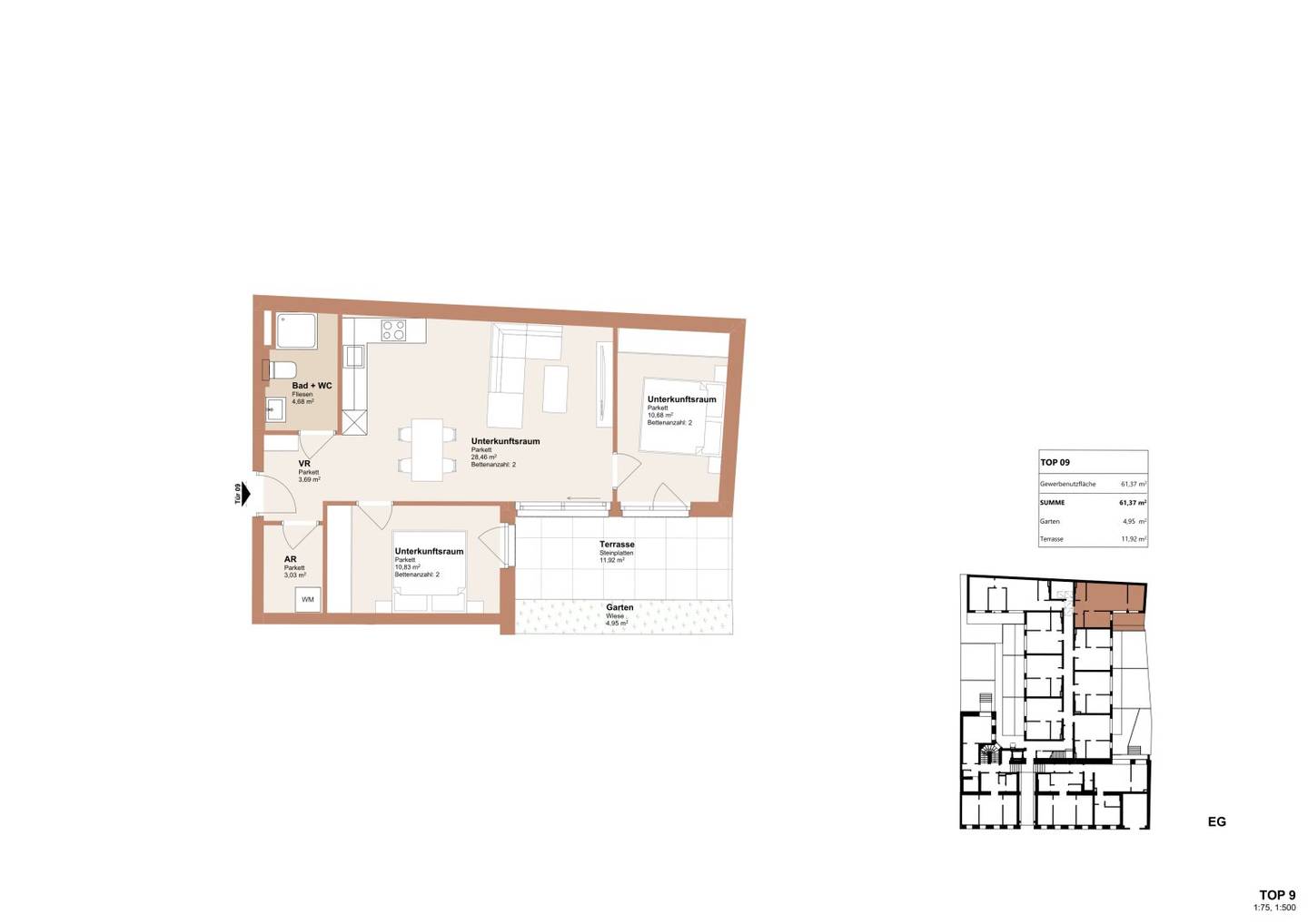 Apartment/AirBNB Excellently equipped 3 room ground floor apartment in a great location (first occupancy)