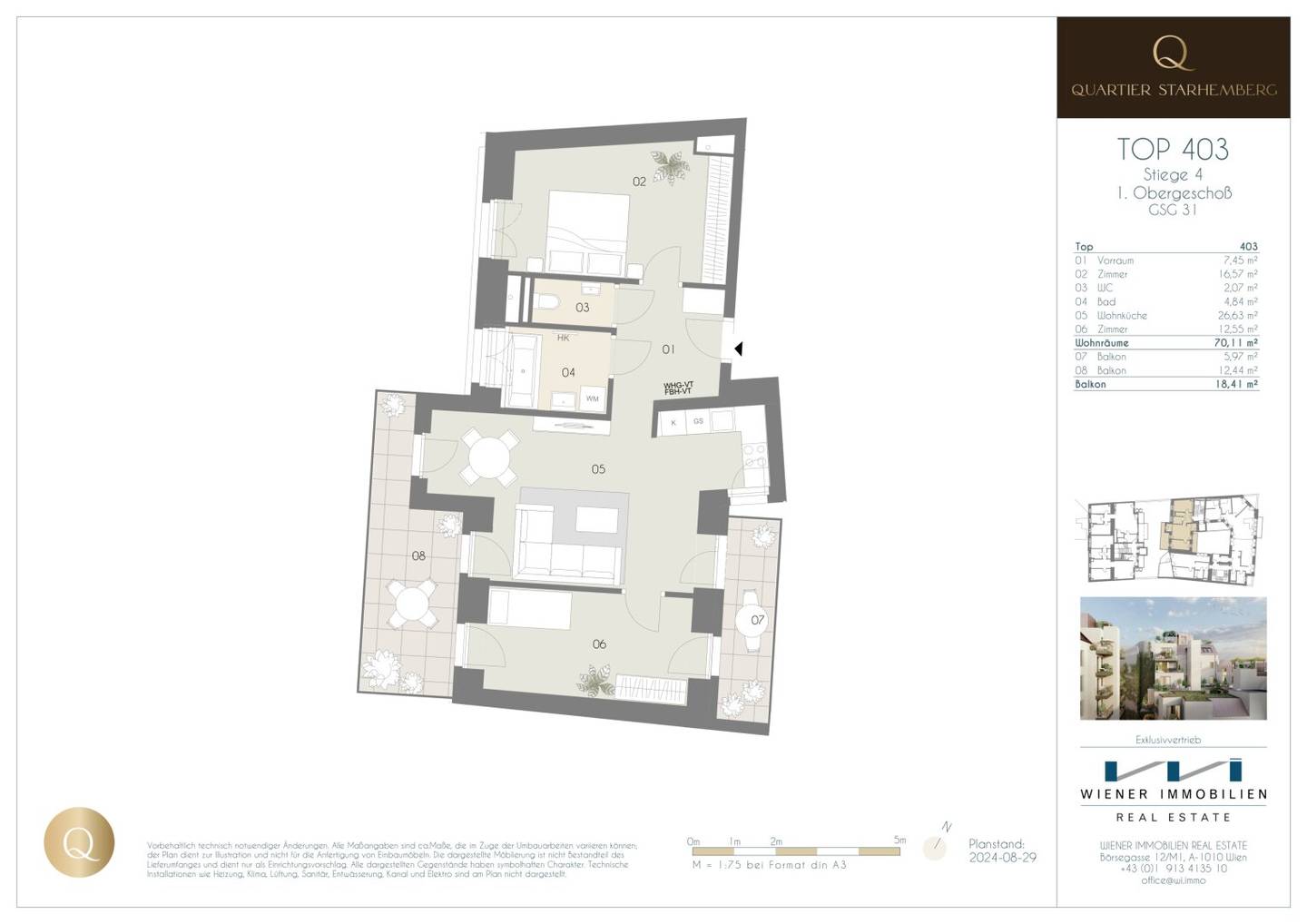 Erstbezug im Quartier Starhemberg - smarte Balkonwohnung