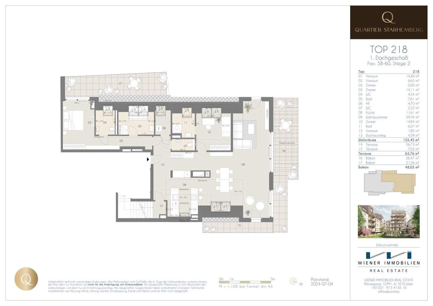 Dachgeschosswohnung with courtyard and generous layout