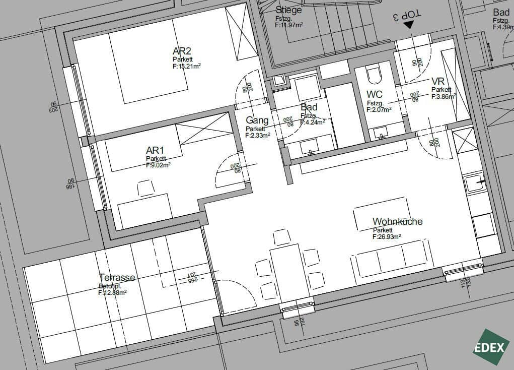 Terrassenwohnung: Schöner 3-Zimmer-Erstbezug in 1190 Wien