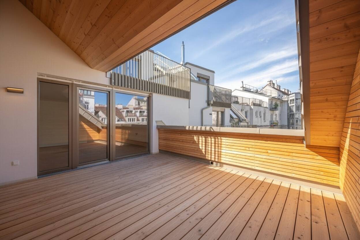 Penthouse with courtyard terrace and park view