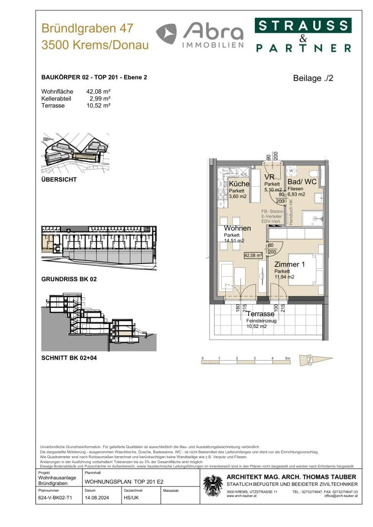 2-Zimmer-Terrassenwohnung in Krems an der Donau mit Terrasse - EG