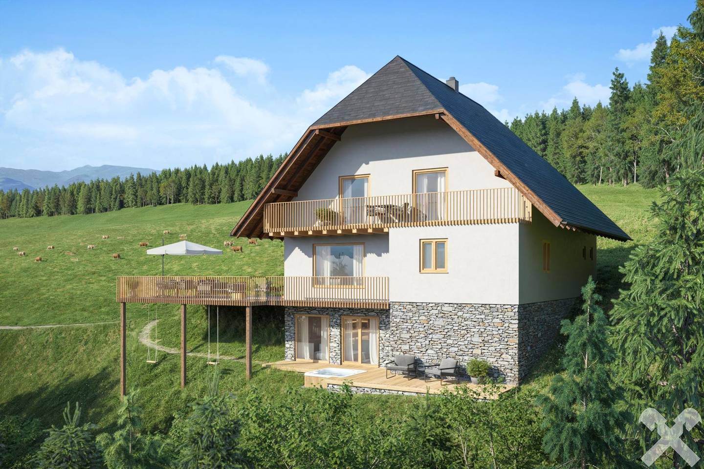 Haus in Schöderberg: Alleinlage, Panorama-Aussicht und 5 Zimmer