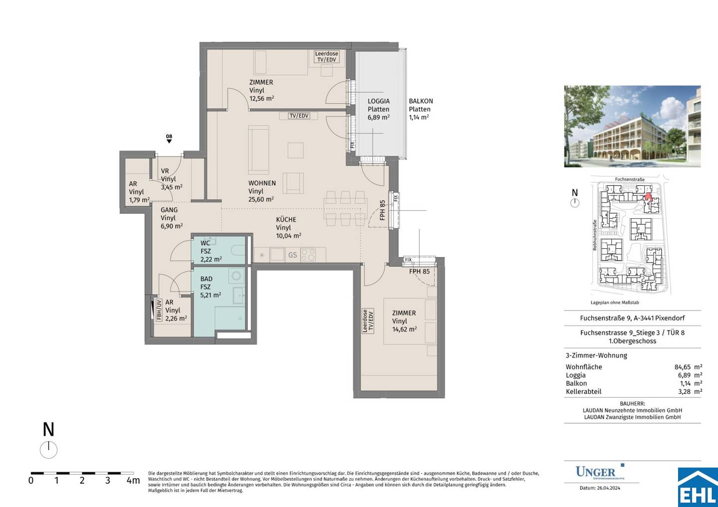 Wohnung Neubau Erstbezug Balkon im Grünen