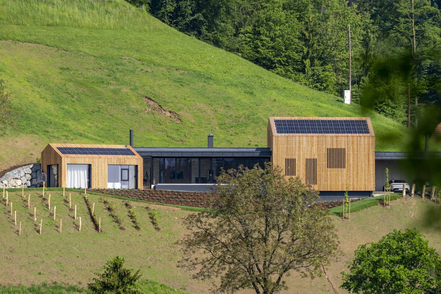 Luxus-Ferienhaus in Wies: Panorama & Außenpool, Sauna, Pelletheizung