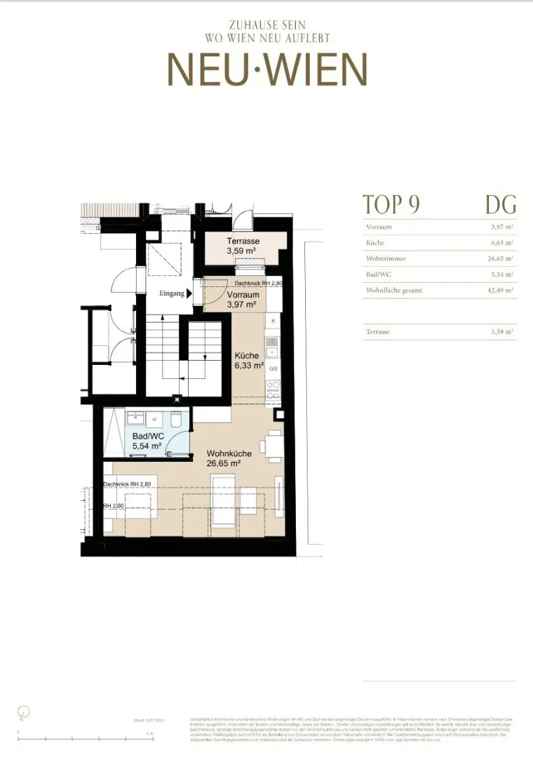 Dachgeschosswohnung mit Terrasse und Erstbezug