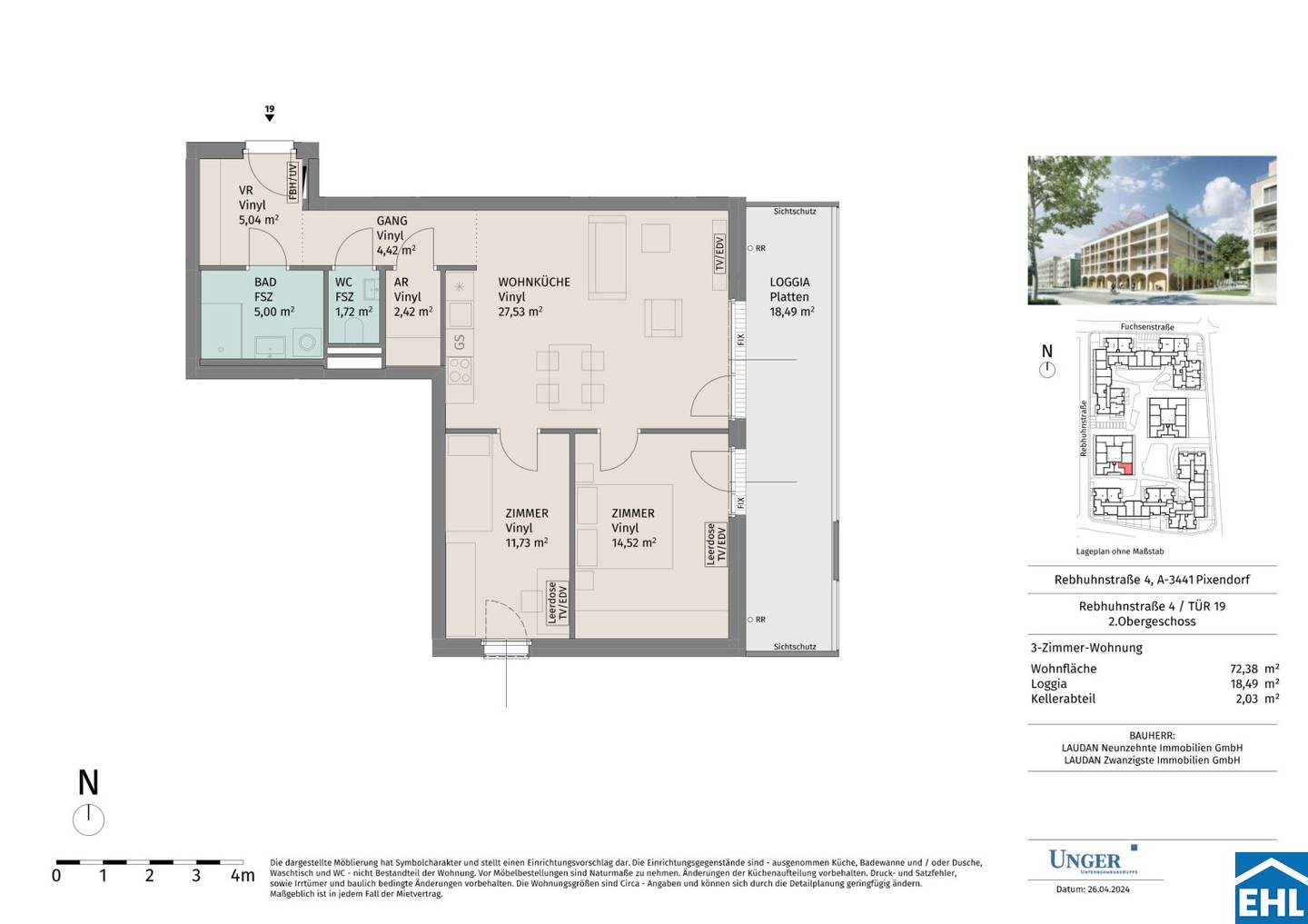 Wohnung im Grünen mit Balkon und Anbindung