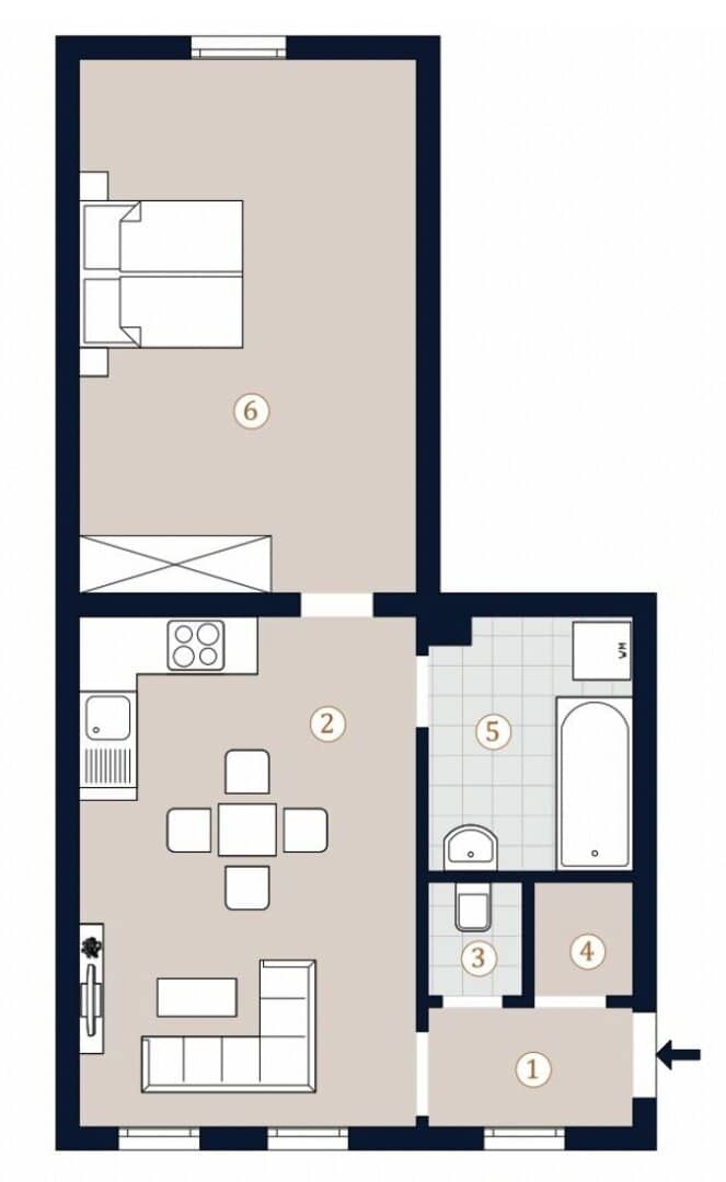 Beautiful, bright apartment with a good layout in top location