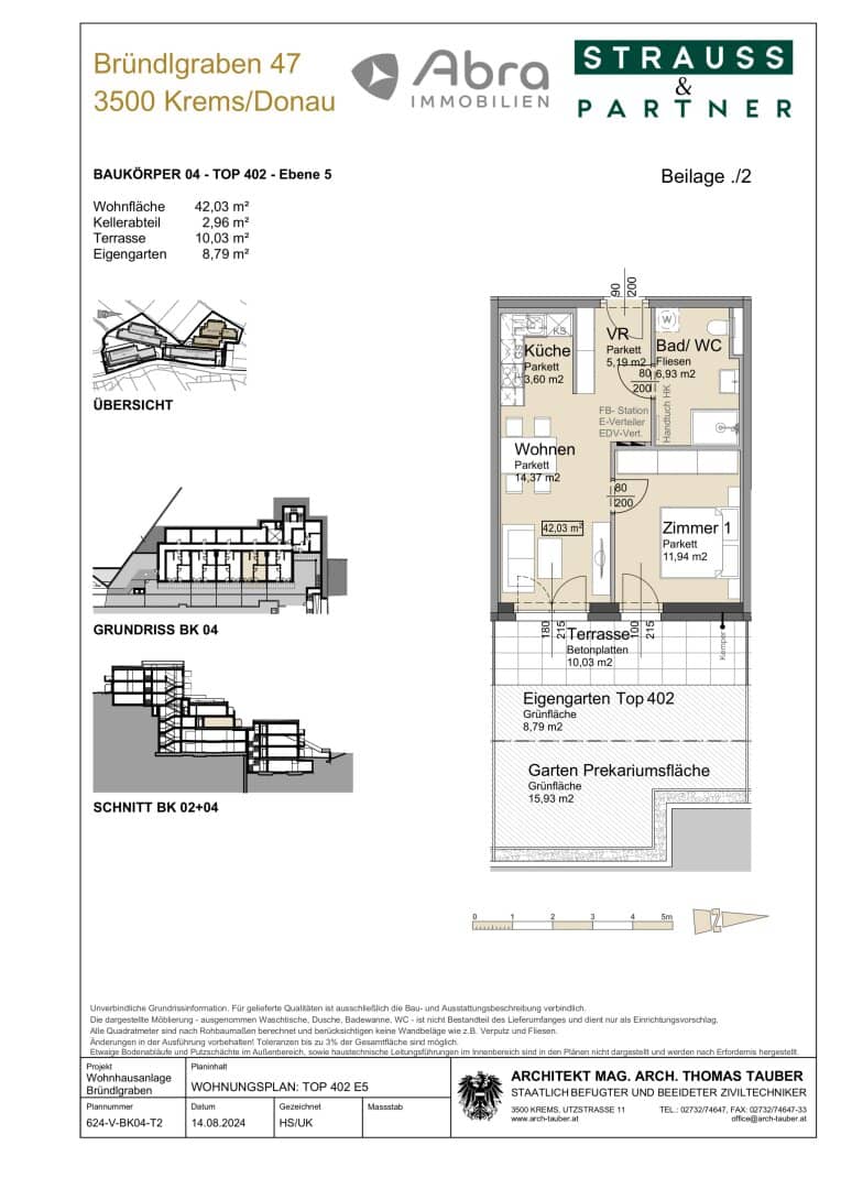 New build apartment with garden in Krems vineyards
