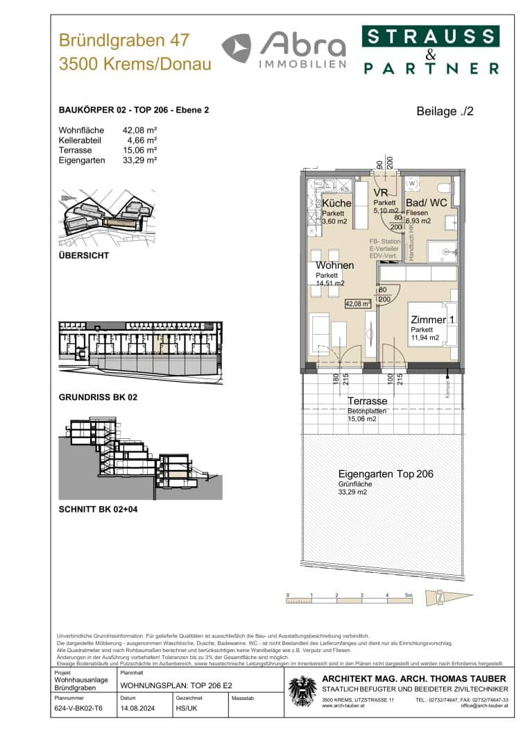 Neubau Terrassenwohnung mit Balkon & Garten in Krems an der Donau, EG