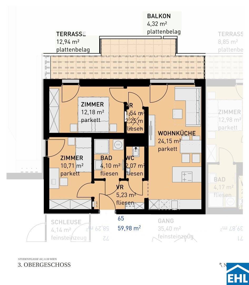 Your new home in Simmering: owner-occupied apartments with loggias, terraces and gardens