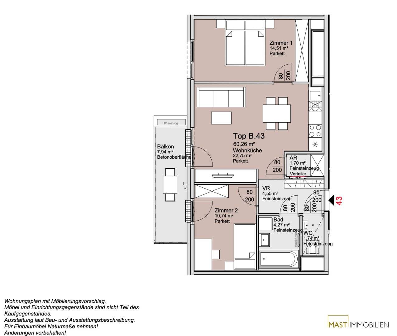 Dachgeschosswohnung Erstbezug Balkon Alte Donau
