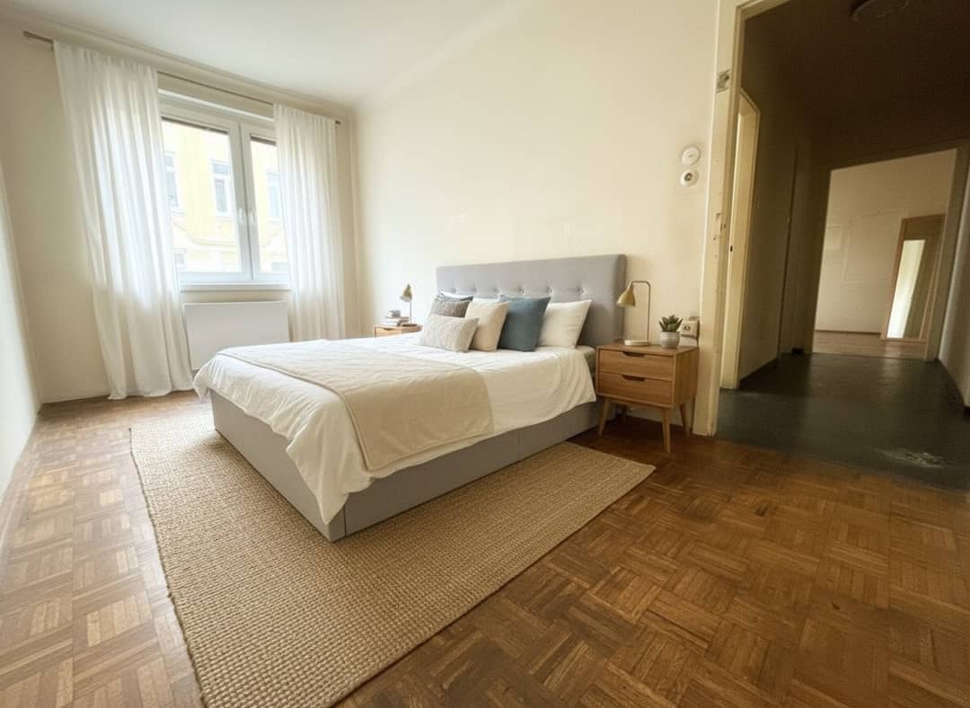 Wohnung im Erdgeschoss mit Loggia und Gartenblick