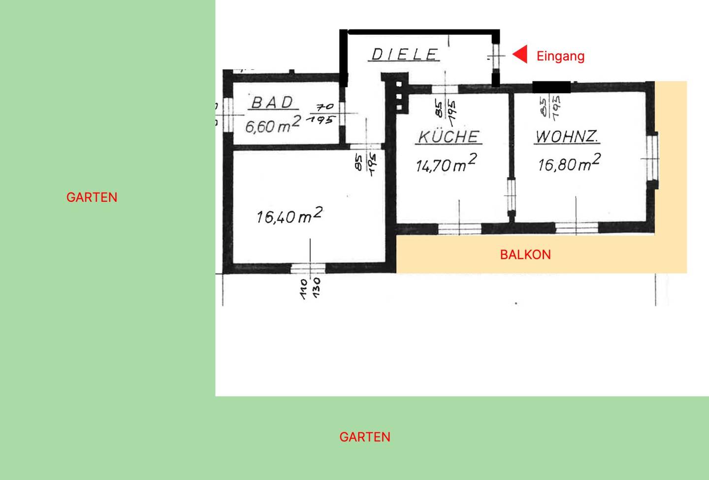 Sunny 2-room apartment with balcony and garden in Eggersdorf