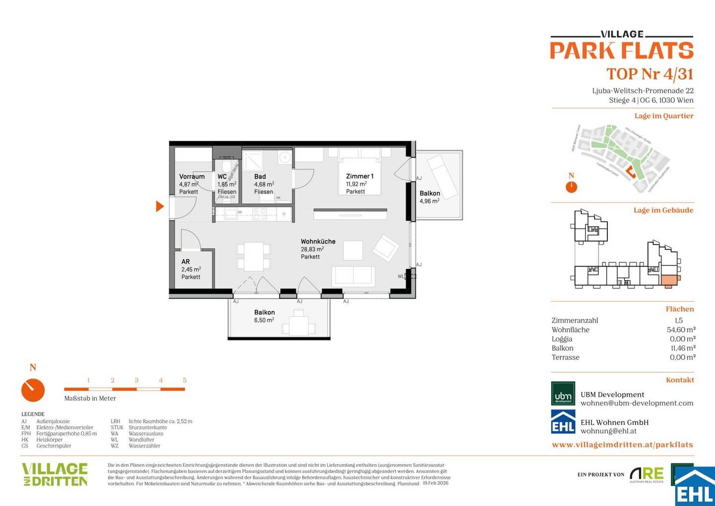 New build apartment Schweizergarten balconies