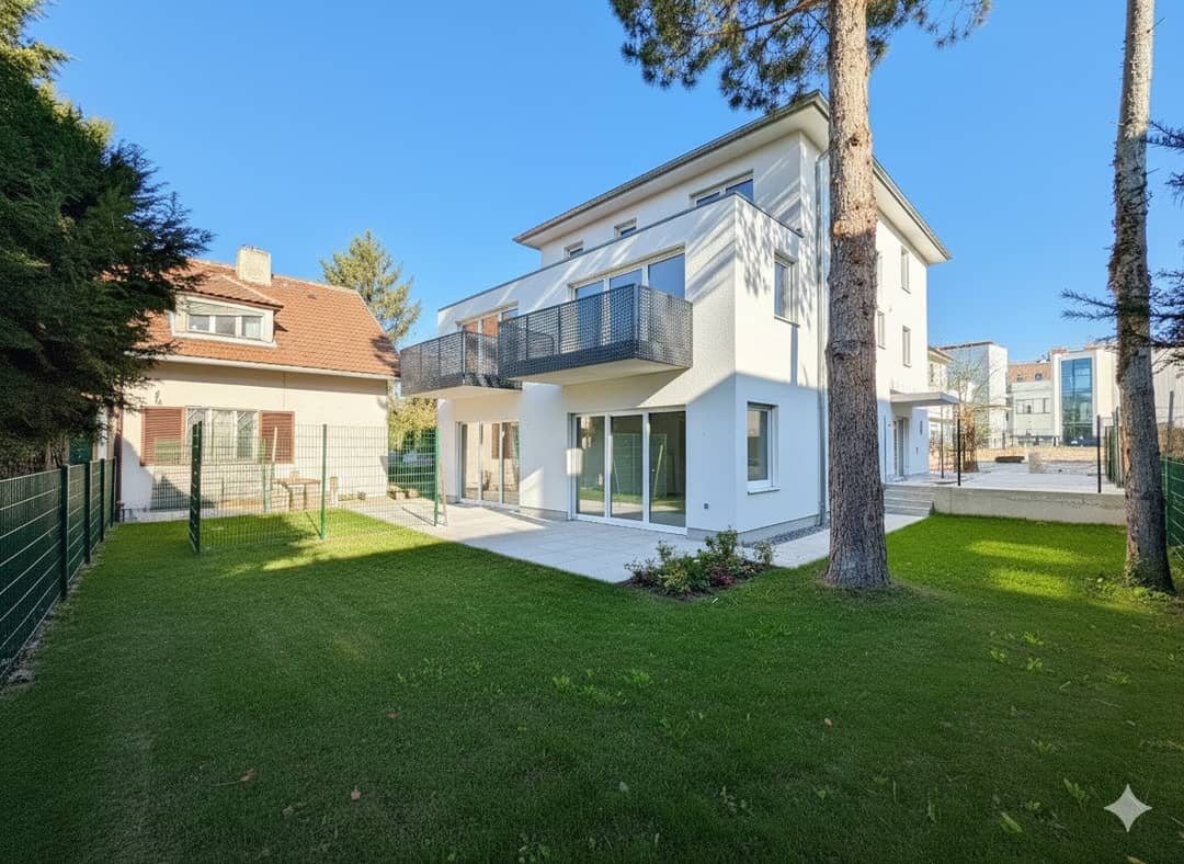 Neubau Doppelhaushälfte in Wien Floridsdorf mit 5 Zimmern, Balkon