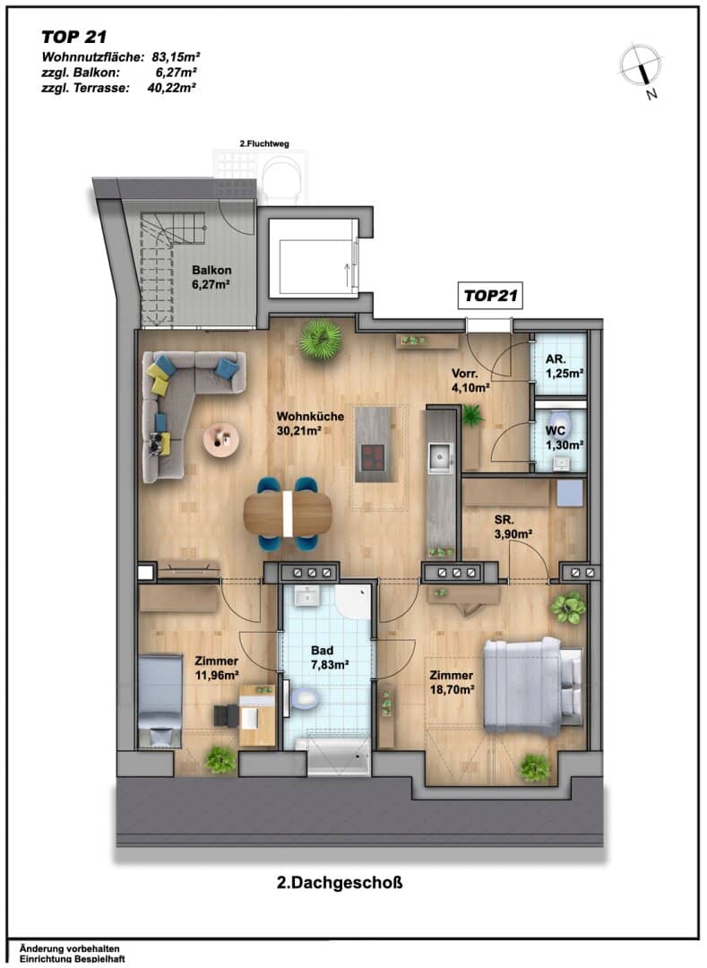 Neubau Erstbezug Dachgeschosswohnung Loggia