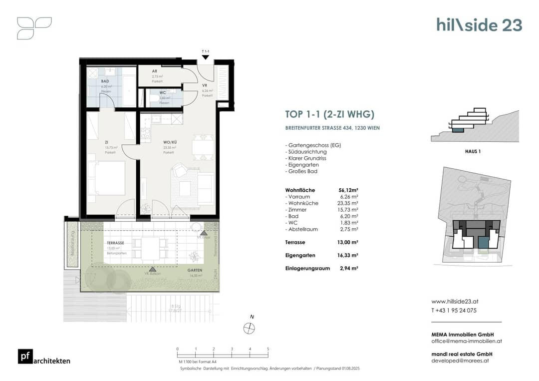 Hübsche 2-Zimmer-Wohnung mit Garten zu verkaufen!