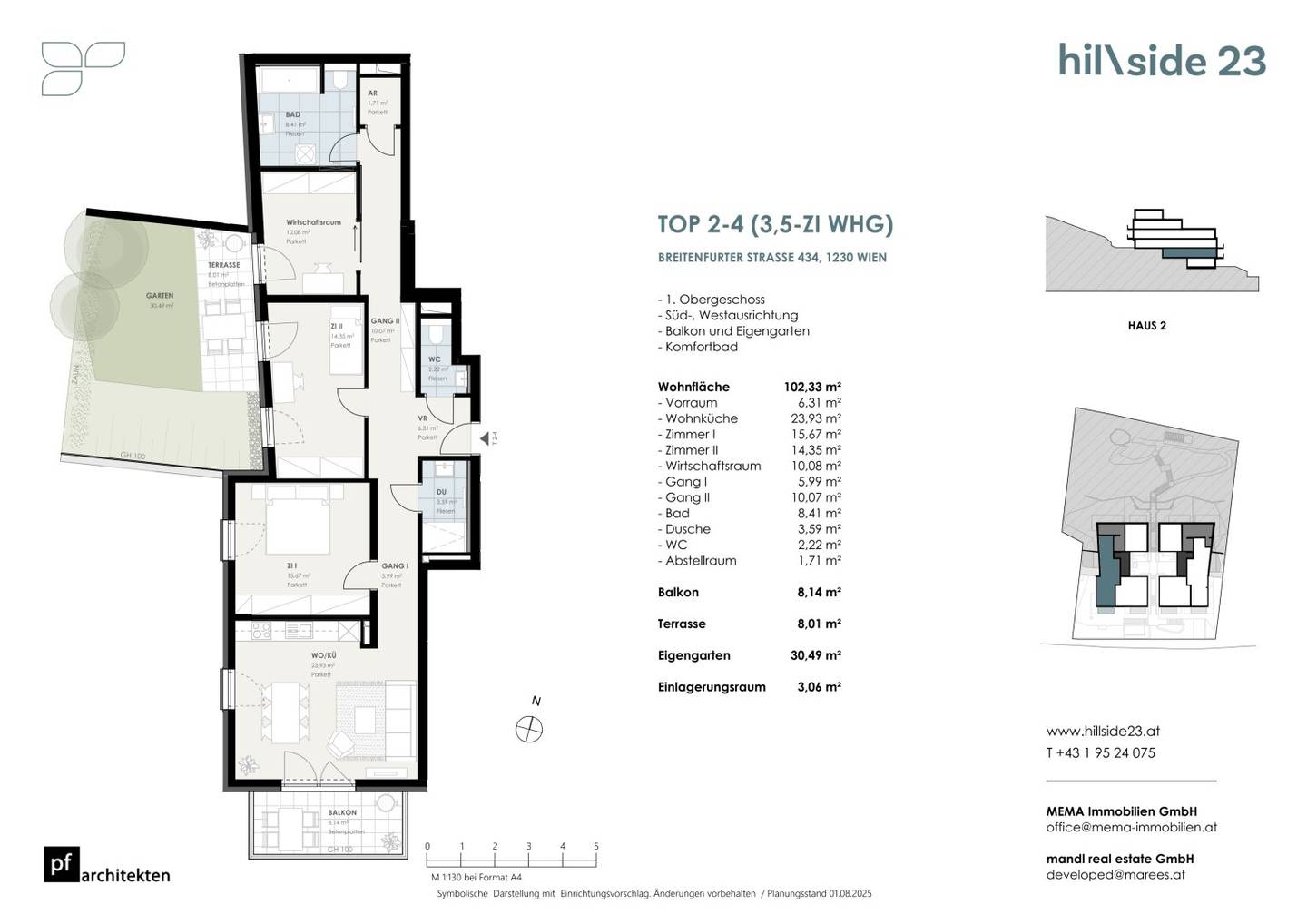 Comfortable 3-room apartment with garden and separate workspace for sale