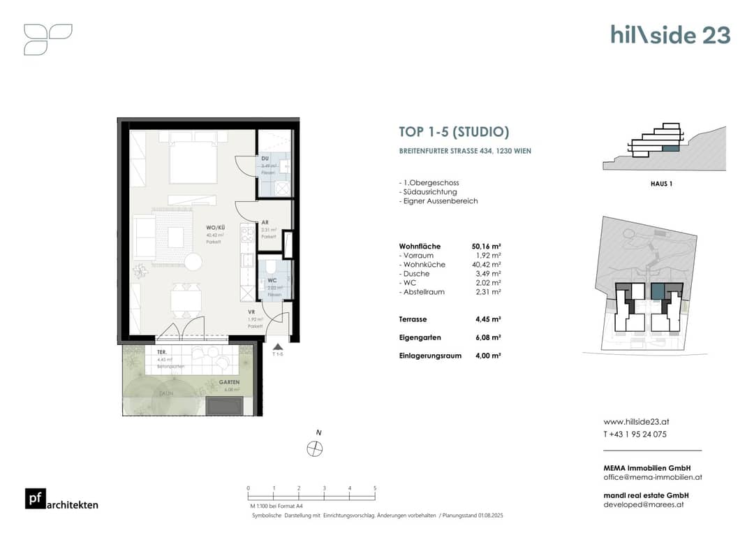 Moderne 1-Zimmer-Etagenwohnung mit Balkon im Neubau Liesing, Wien