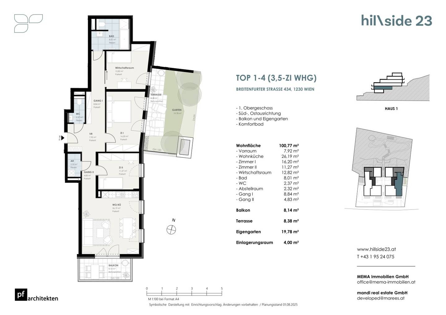 Well laid out garden apartment with 3.5 rooms for sale