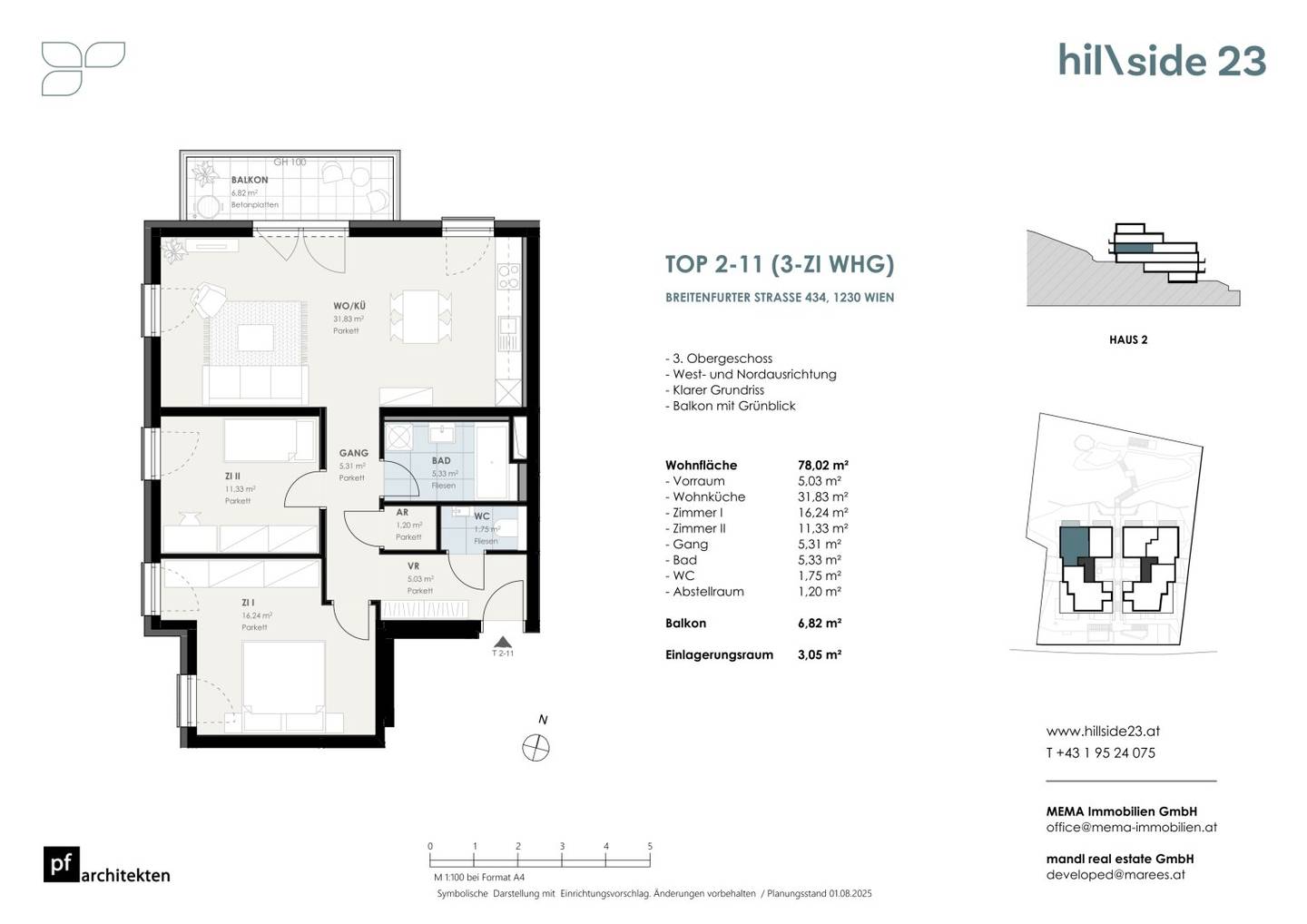Well laid out 3-room attic apartment with balcony for sale