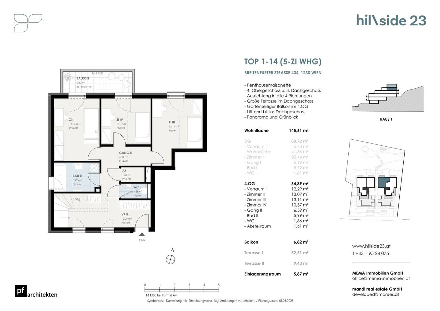 Unique penthouse maisonette with 5 rooms and grand roof terrace for sale