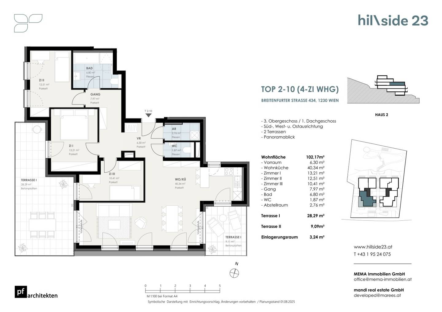 Family hit! Bright 4-room attic apartment with two terraces for sale