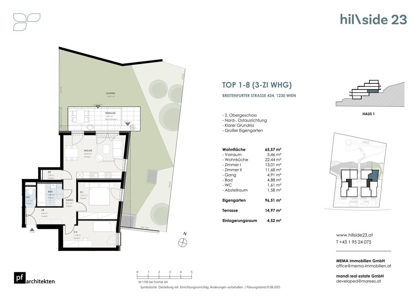 Charming 3 room apartment with 88 m² garden for sale