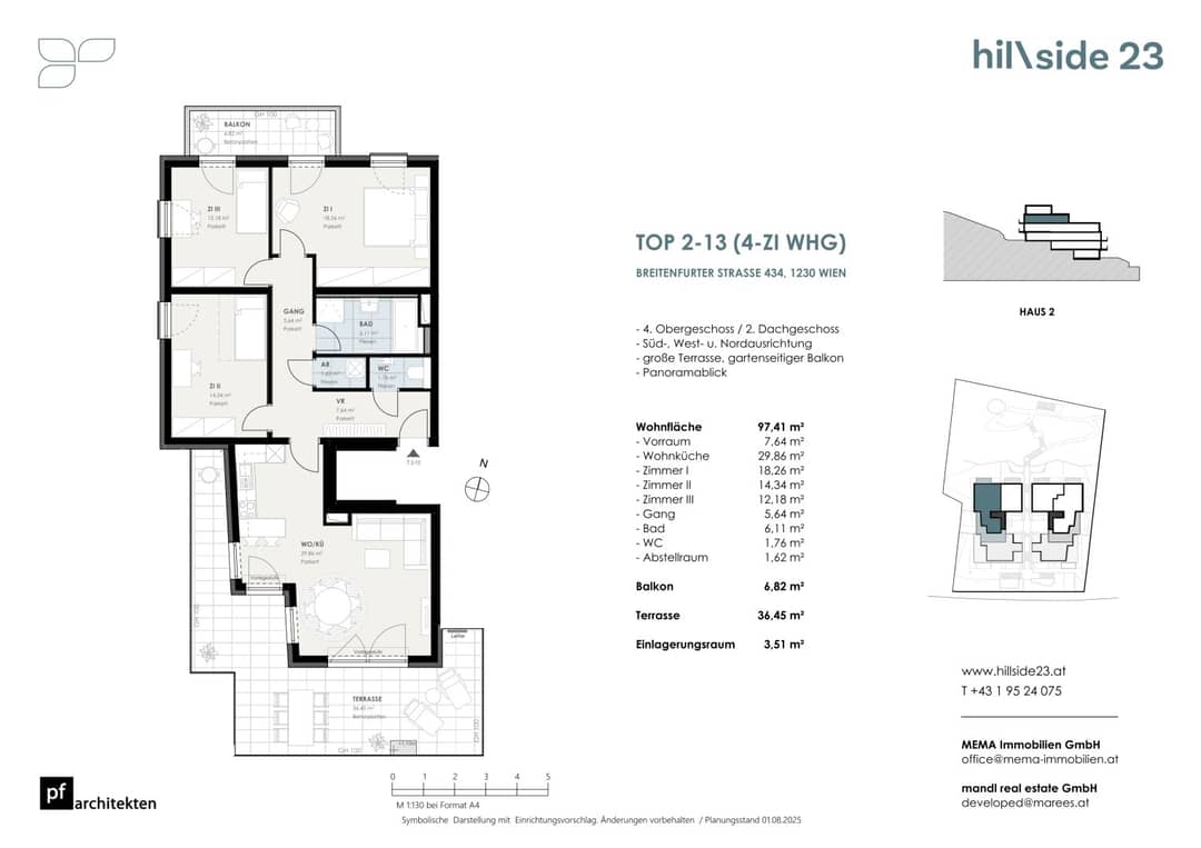 4-Zimmer-Dachgeschosswohnung in Wien Liesing mit Balkon