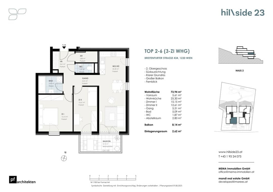 Moderne 3-Zimmer-Etagenwohnung mit Balkon in Wien-Liesing, Erstbezug