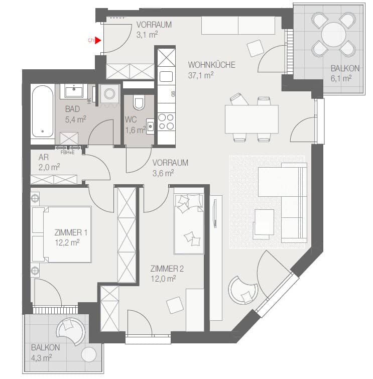 Wohnung Neubau barrierefrei Balkon Nähe S Bahn