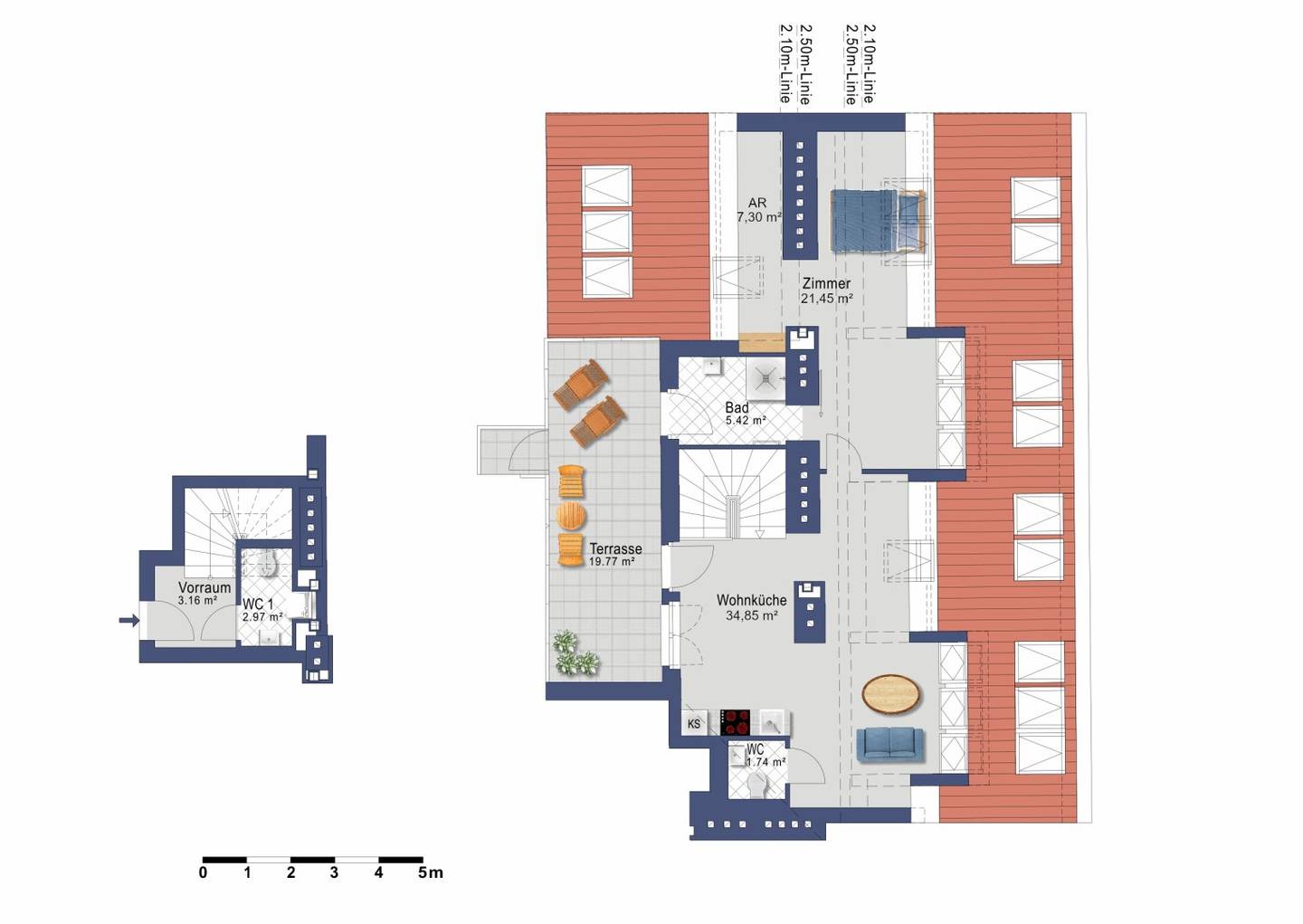 Dachgeschosswohnung mit Terrasse und lichtdurchfluteten Räumen